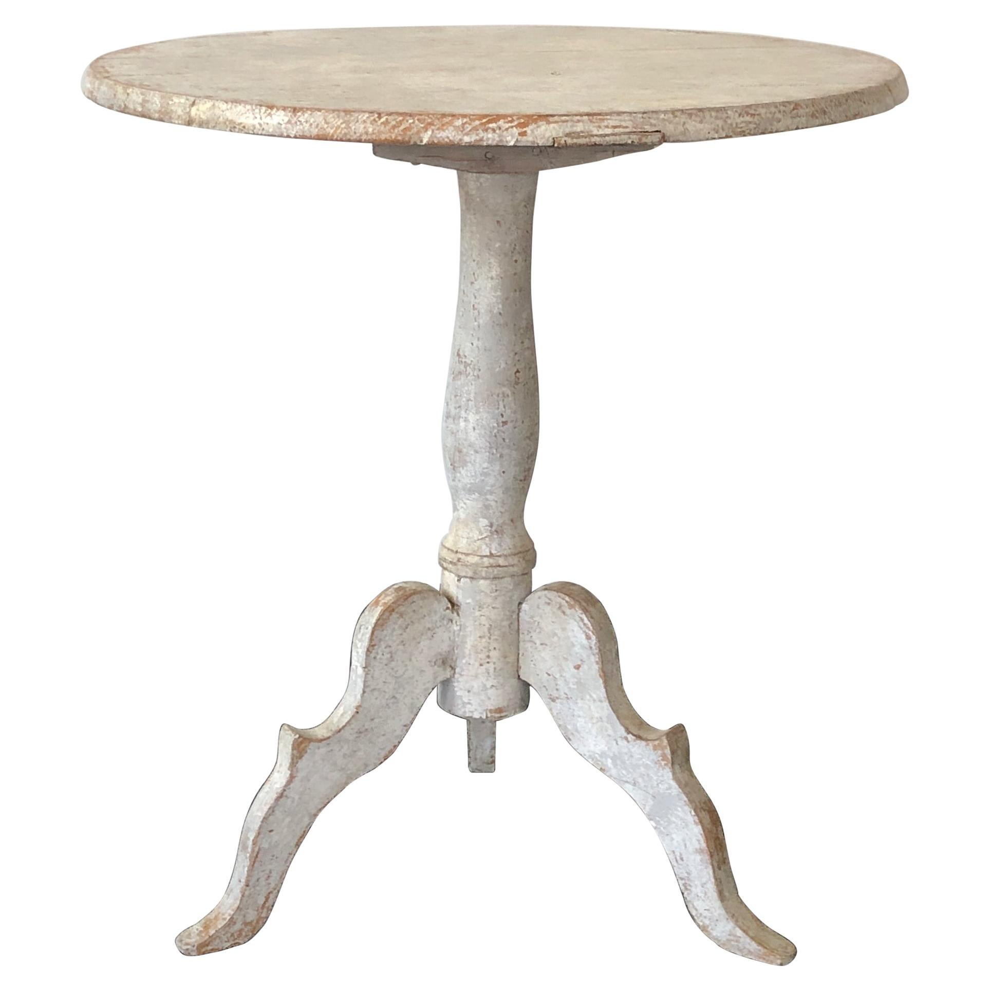 Swedish Art Deco Round Pedestal End Table For Sale at 1stDibs