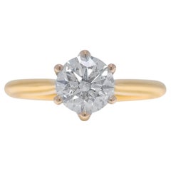 Classic 1ct Natural Diamond Solitaire Ring in 18K Yellow Gold