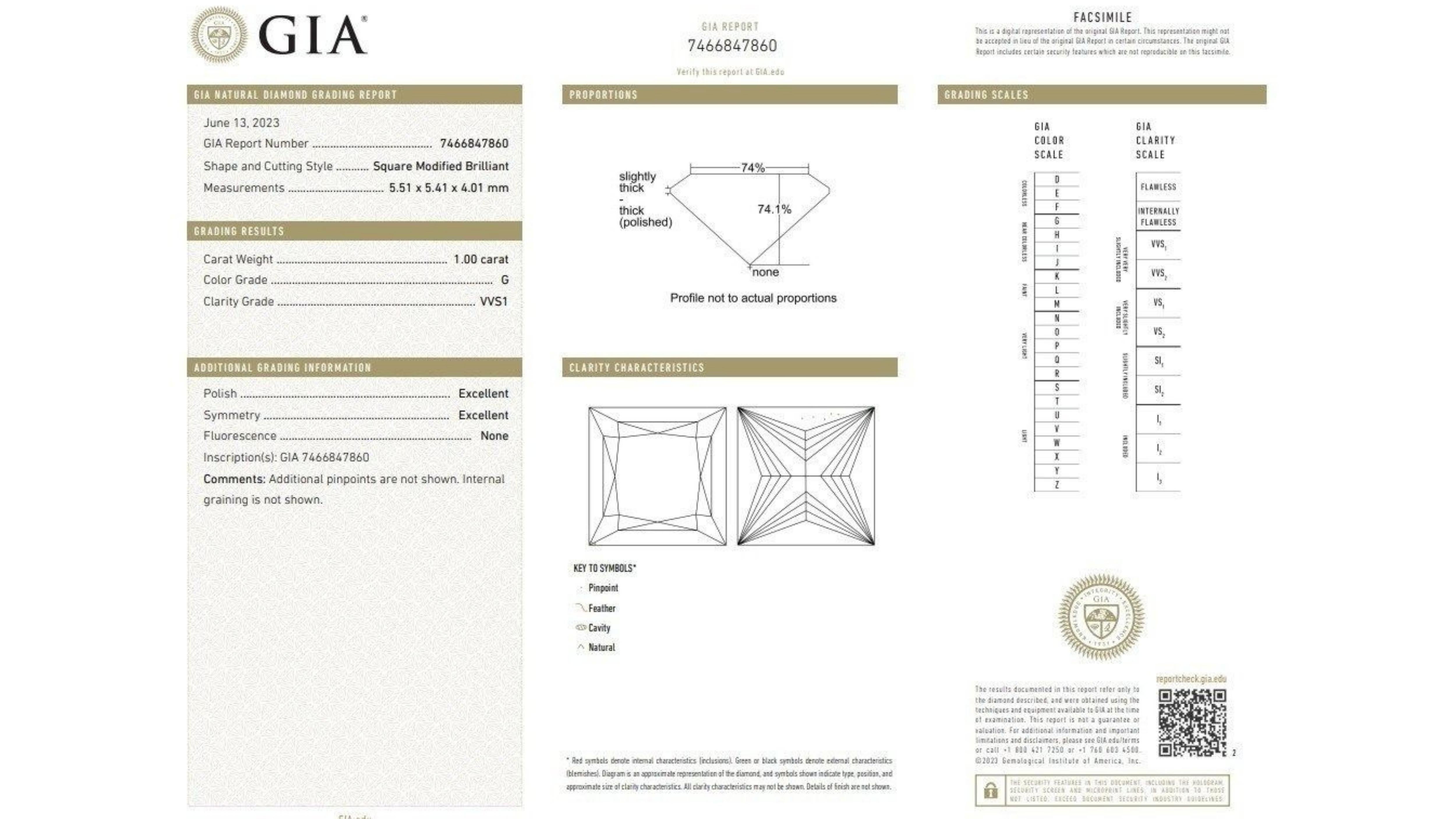 Détails du produit :
~Métal : Or jaune 18K
Pierre principale : 
Diamant naturel brillant modifié de 1ct de forme carrée
Couleur G
VVS1 clarté, 
Coupe : Excellent

Poids total des carats : 1tcw
Taille : EU 54 (la taille est ajustable jusqu'à 3