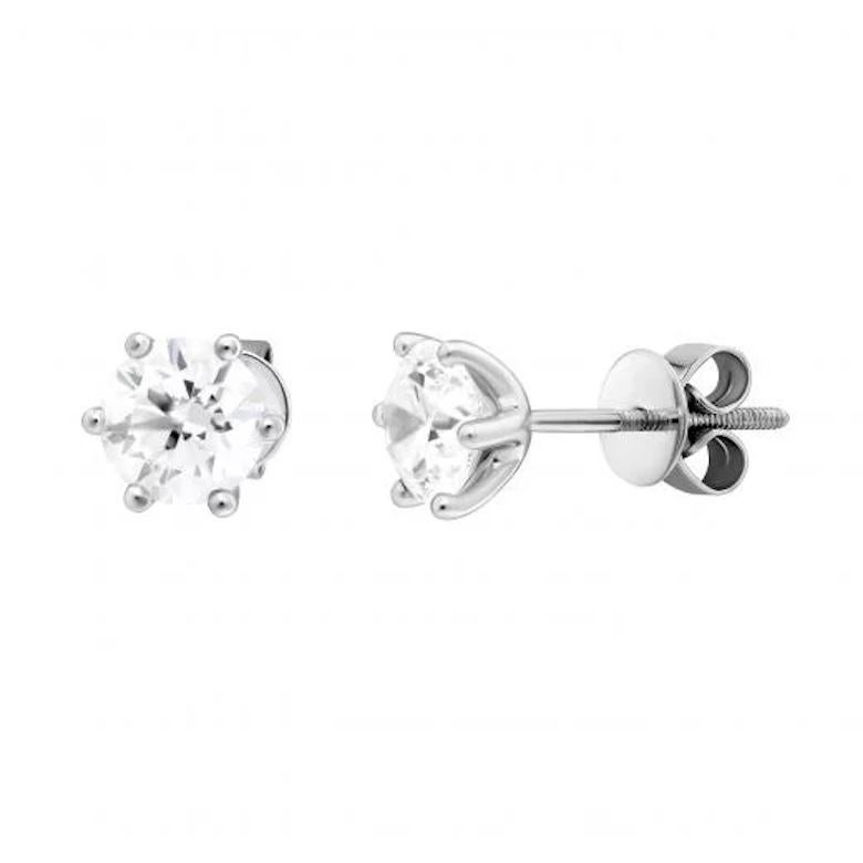 Moderno Orecchini classici in oro bianco 14k con diamante da 2 carati per lei in vendita