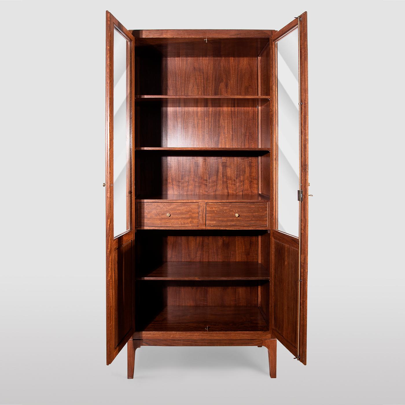 Modern Classic 2-Doors Walnut Bookcase For Sale