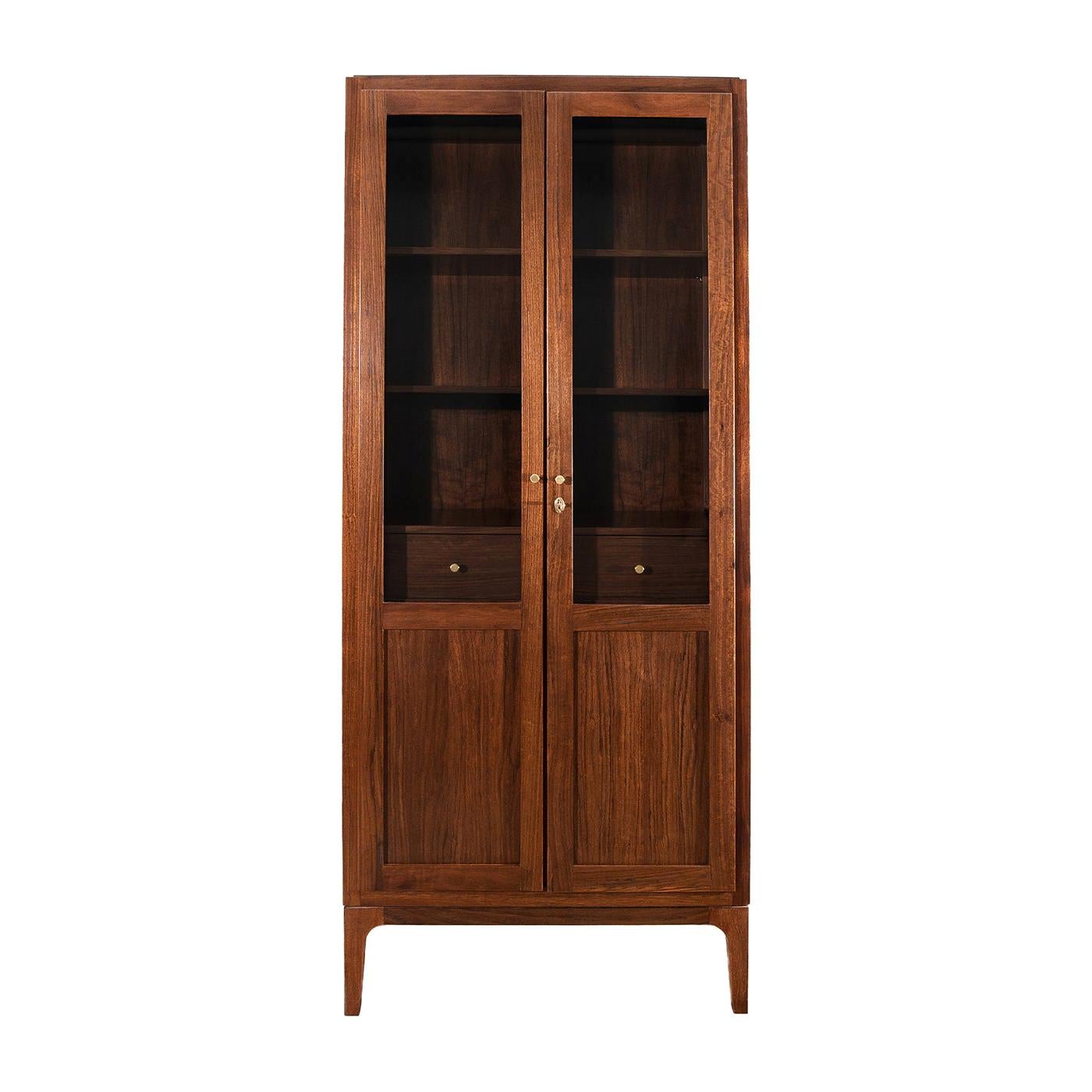 Classic 2-Doors Walnut Bookcase For Sale