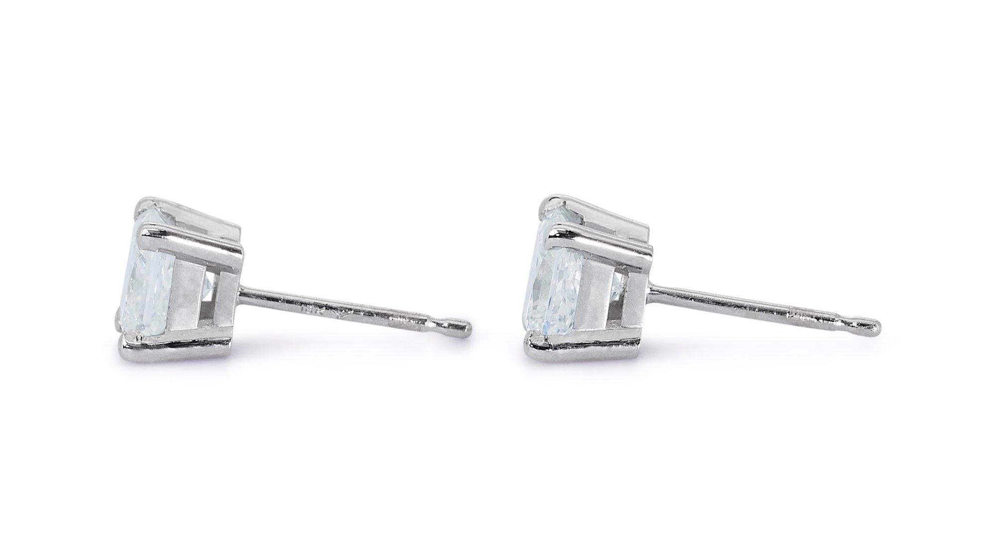 Classic 2.00ct Diamond Stud Earrings in 18k White Gold - GIA Certified For Sale 2