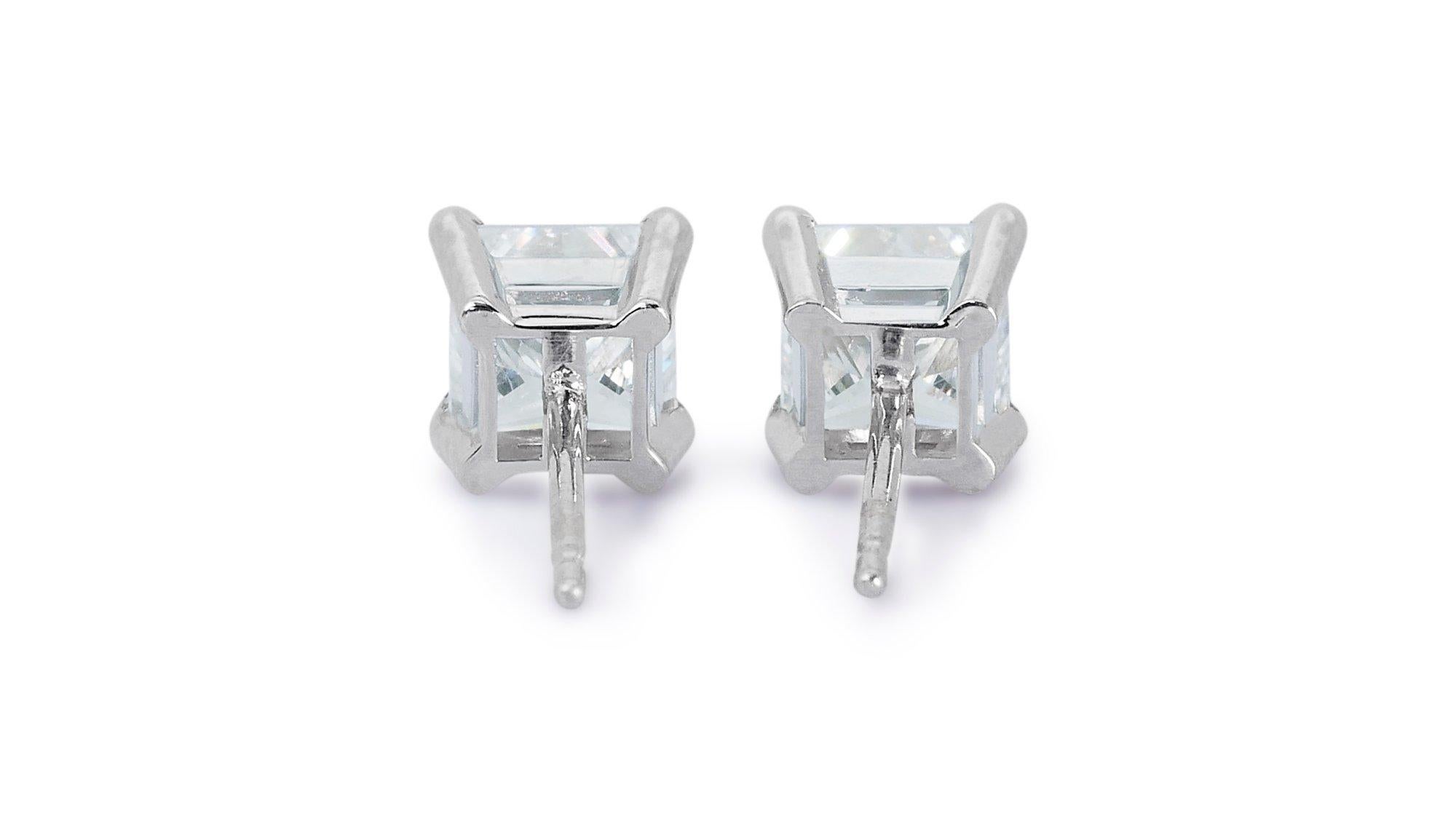 Classic 2.00ct Diamond Stud Earrings in 18k White Gold - GIA Certified For Sale 3