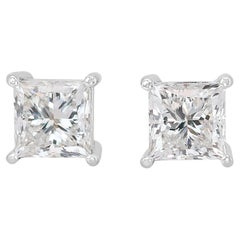 Classic 2.00ct Diamonds Stud Earrings in 18k White Gold - IGI Certified