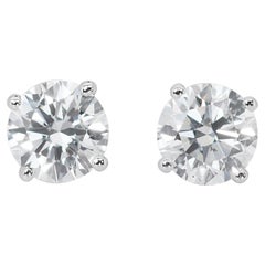 Classic 2.01ct Triple Excellent Ideal Cut Diamonds Stud Earrings