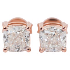Classic 2.02ct Diamonds Stud Earrings in 18k Rose Gold - IGI Certified