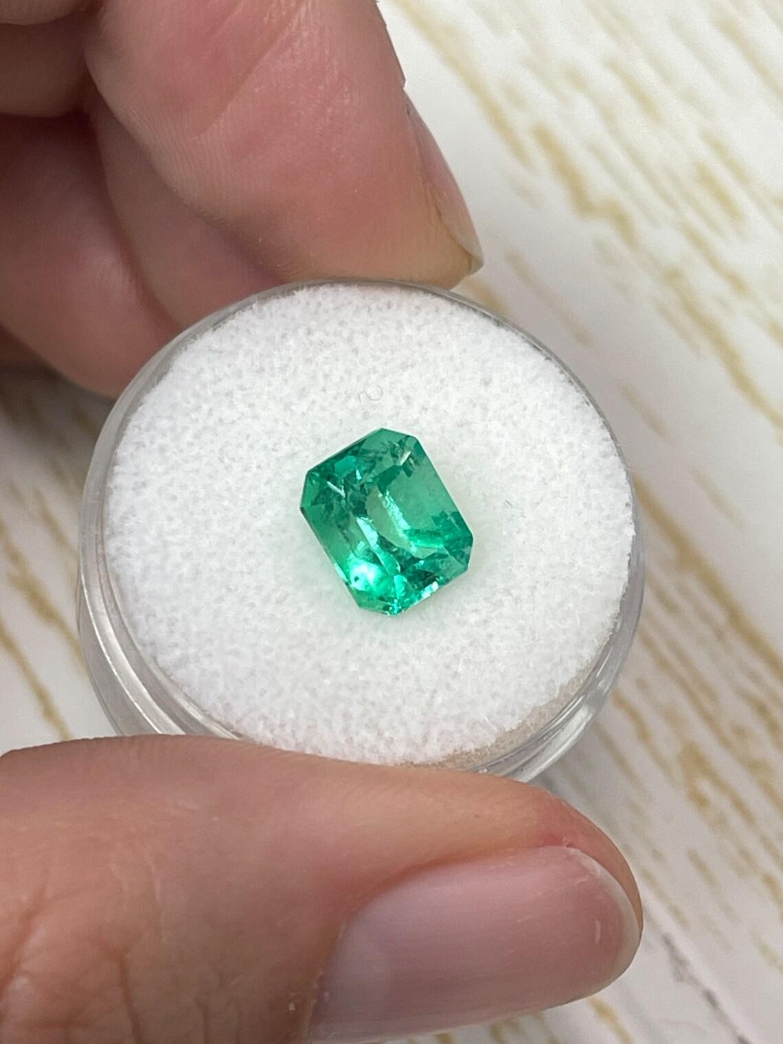 Modern Classic 2.07 Carat Muzo Green Emerald Cut Colombian Emerald Gem - May Birthstone For Sale