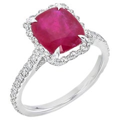 Classic 2.85 Carat Ruby Halo Diamond Ring