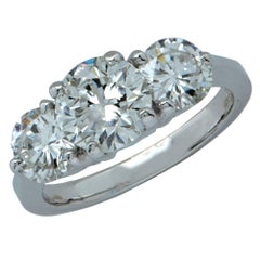 Classic 2.9 Carat Round Brilliant Cut Diamond Three-Stone Engagement Ring