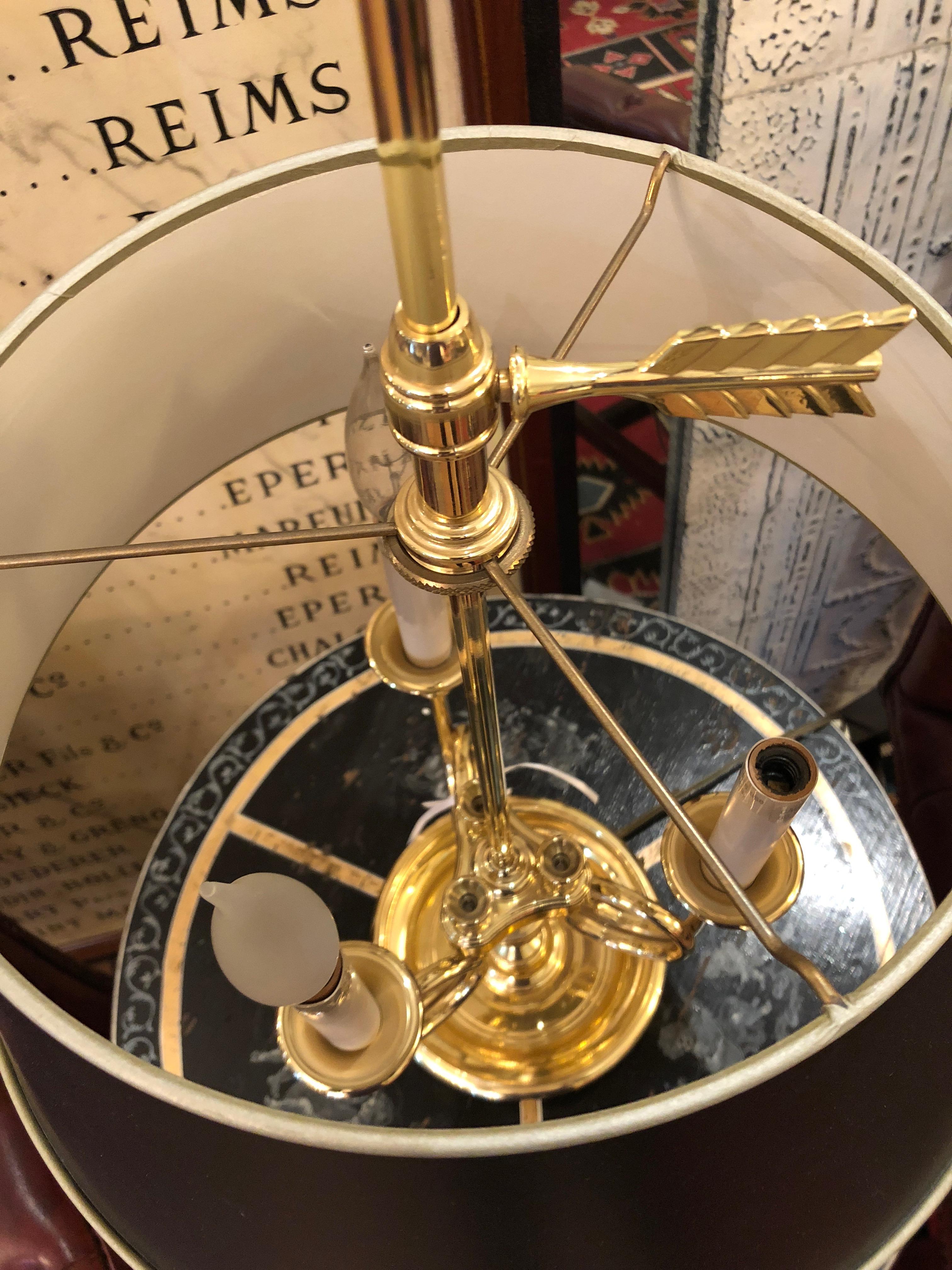 Classic 3 Arm Brass French Horn Style Table Lamp by Baldwin 1