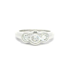 Classic 3 Stone 14k Weißgold 1,0ct Hälfte Lünette Set Diamond Engagement Band Ring