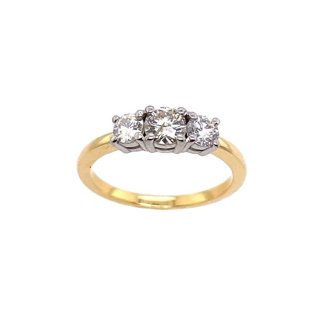 Classic 3-Stone Diamond Ring in 18ct Yellow & White Gold Set with 0.70ct For Sale