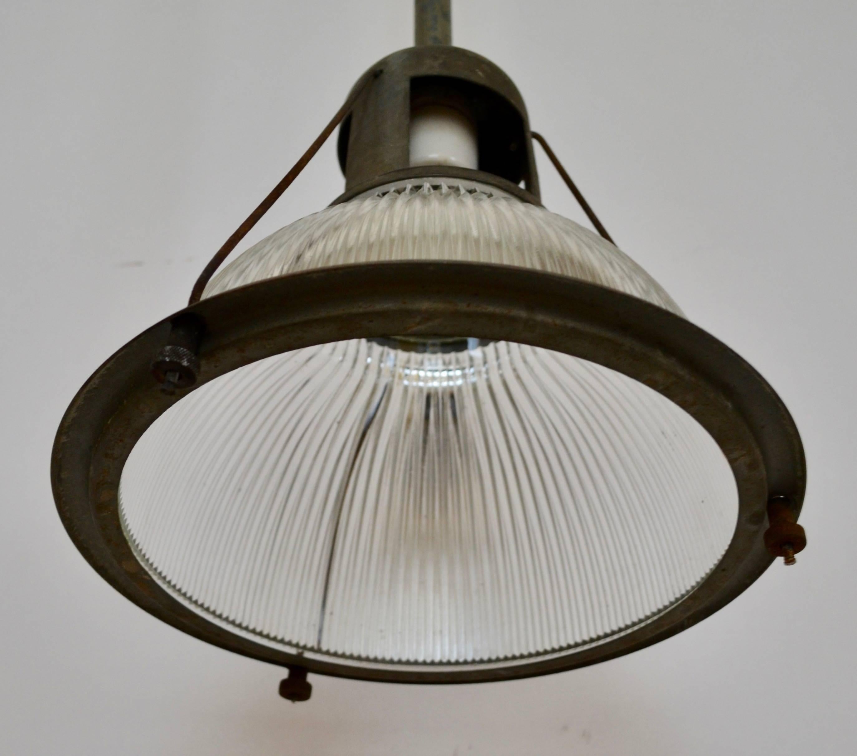 Classic Three-Wire Holophane Factory Light In Good Condition In Baltimore, MD