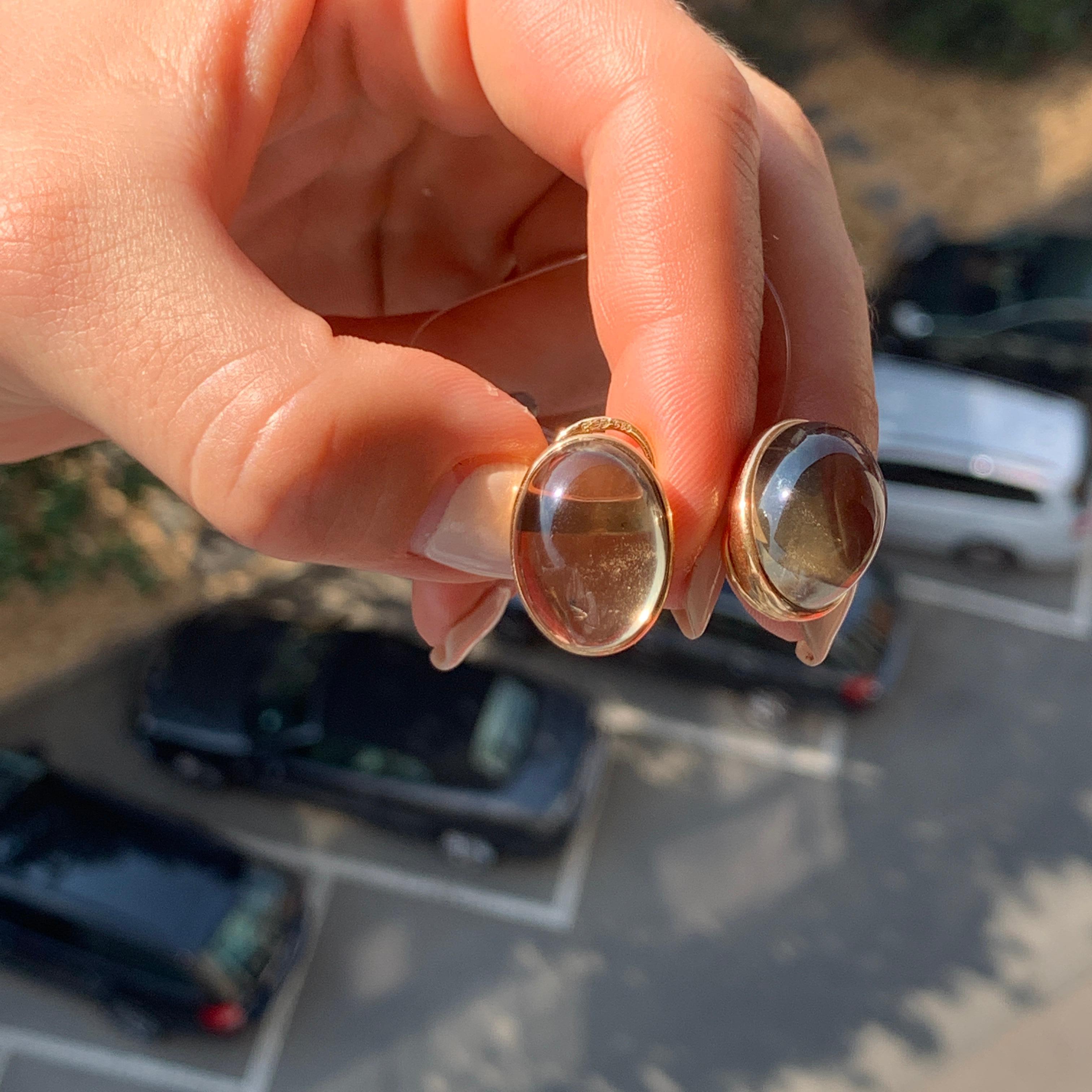 Classic 30 Carat Smoky Quartz Yellow Gold 18 Karat Earrings In New Condition For Sale In Montreux, CH