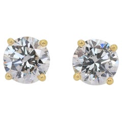 Classic 3.00ct Triple Excellent Ideal Cut Diamonds Stud Earrings - GIA Certified