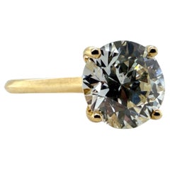 Clásico Anillo de Compromiso Solitario de Diamante de Corte Europeo Antiguo de 3,01 Quilates GIA