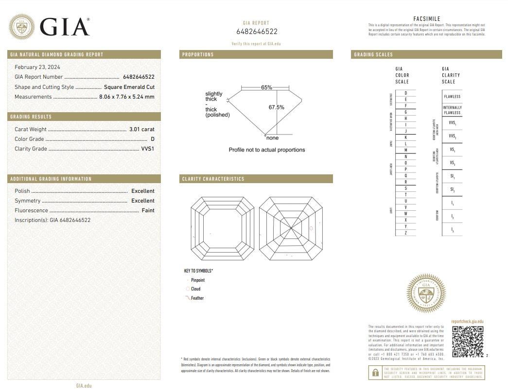 Diamante clásico de talla ideal cuadrado de 3,01 ct - Certificado GIA

Descubre el pináculo de la excelencia en diamantes con este sorprendente diamante cuadrado de 3,01 quilates. Certificado por el GIA, este diamante garantiza tanto su autenticidad