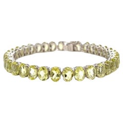 Classic 32.60 Carat Lemon Quartz Tennis Bracelet pour Elle en Argent Sterling 925 