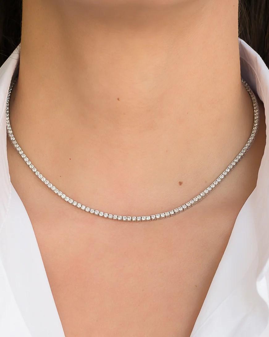 Classic 4 Prong Diamond Tennis Necklace 5.00 Carat total weight For Sale 1