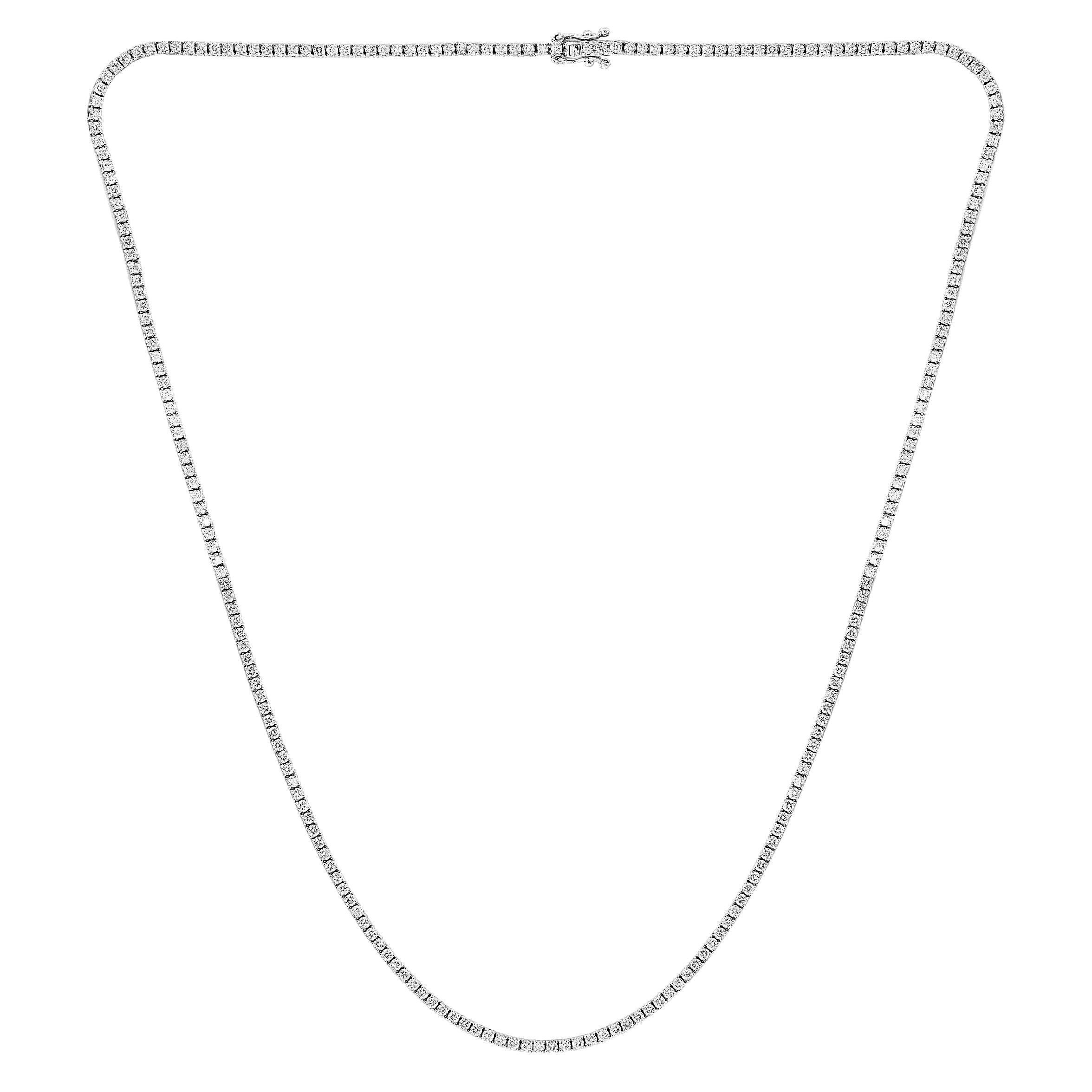 Classic 4 Prong Diamond Tennis Necklace 5.00 Carat total weight For Sale