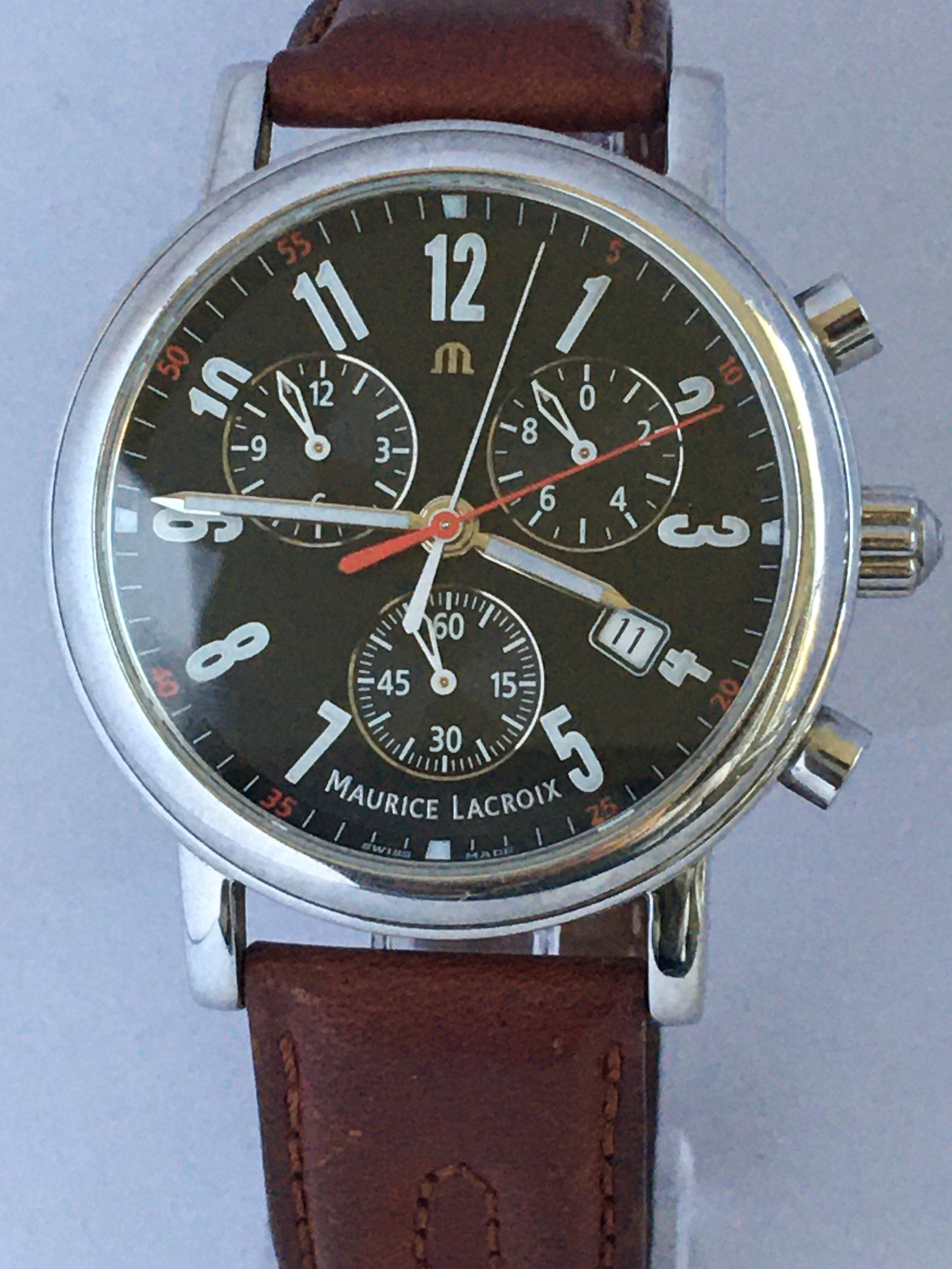 Classic Stainless Steel Maurice Lacroix LC1038 Chronograph Watch 8