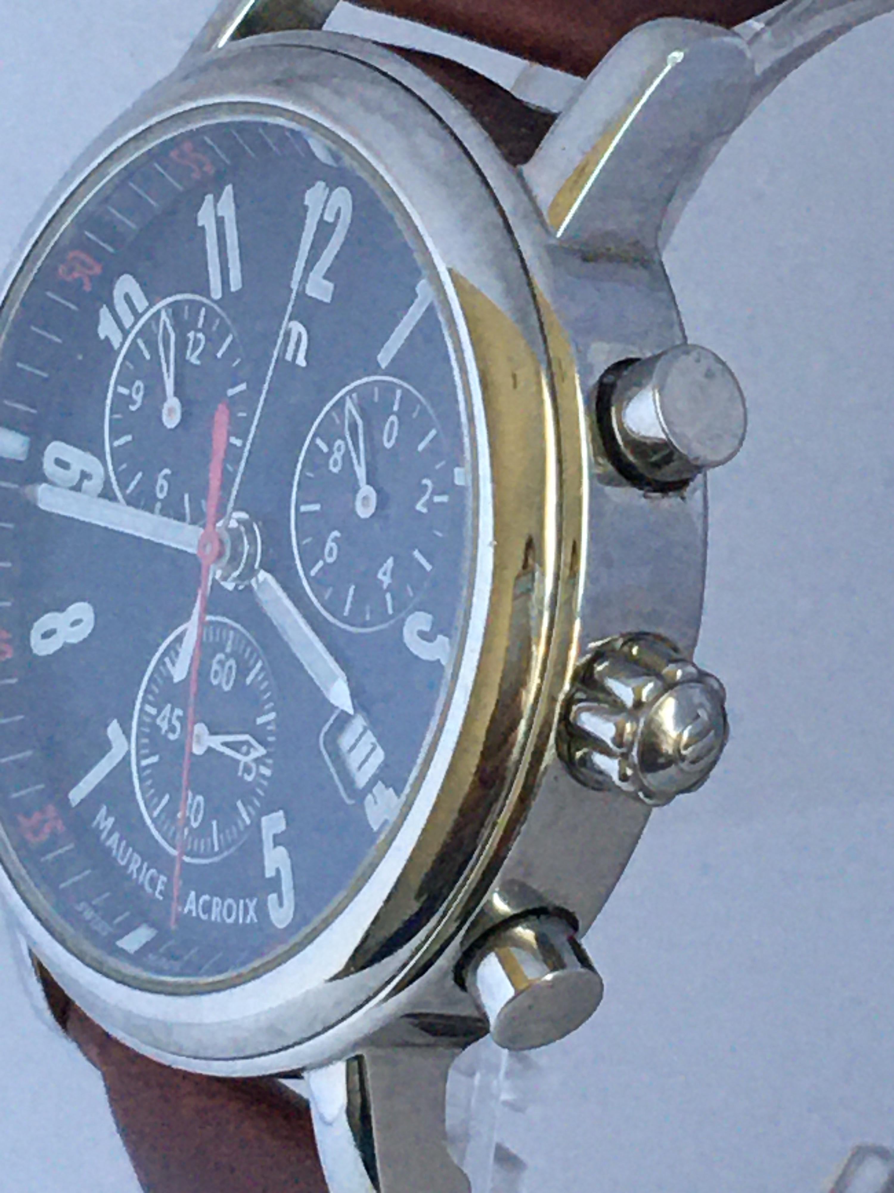 Classic Edelstahl Maurice Lacroix LC1038 Chronograph Uhr 1