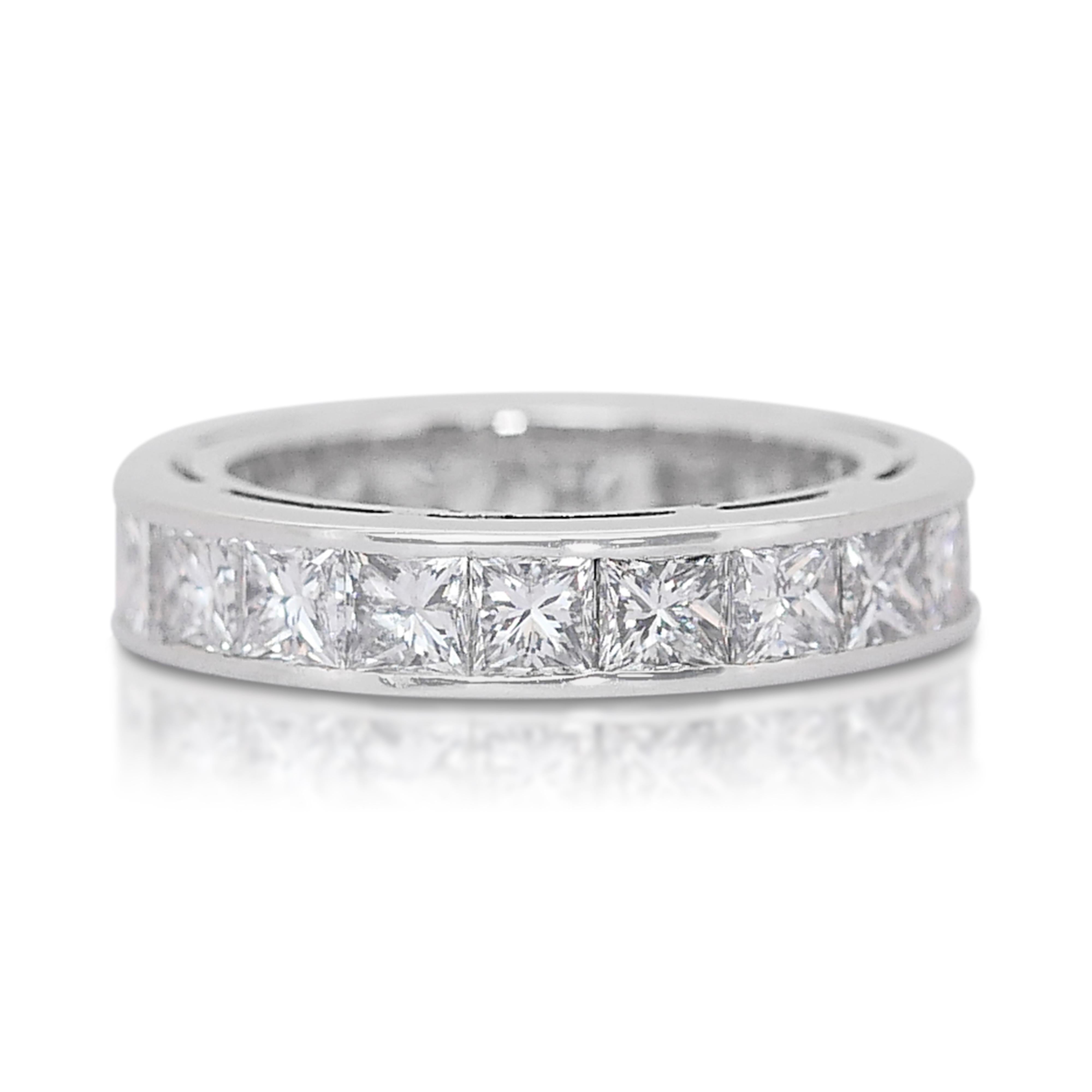 Dazzling 5ct Natural Diamond Princess Cut Platinum Ring In Excellent Condition For Sale In רמת גן, IL