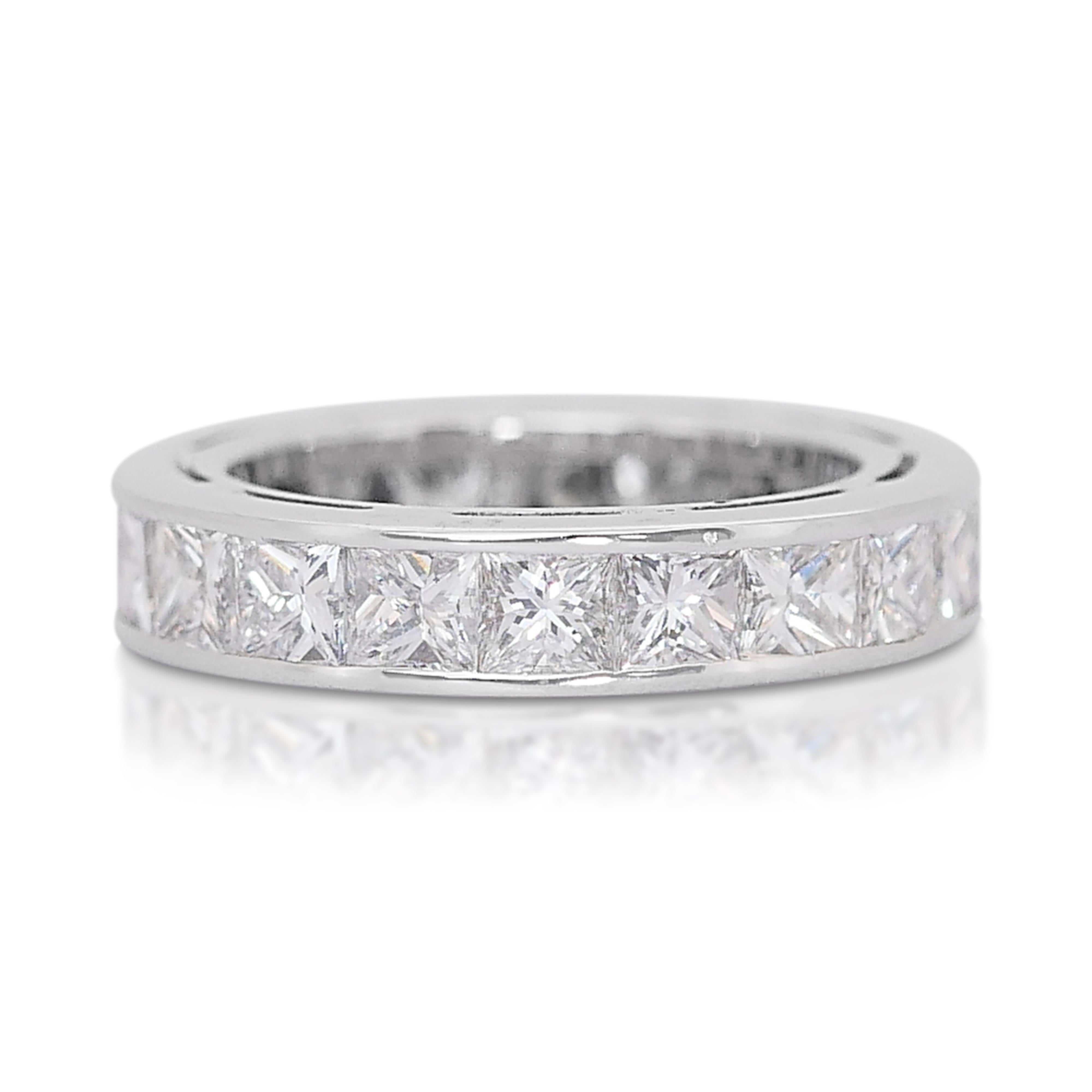 Women's Dazzling 5ct Natural Diamond Princess Cut Platinum Ring For Sale