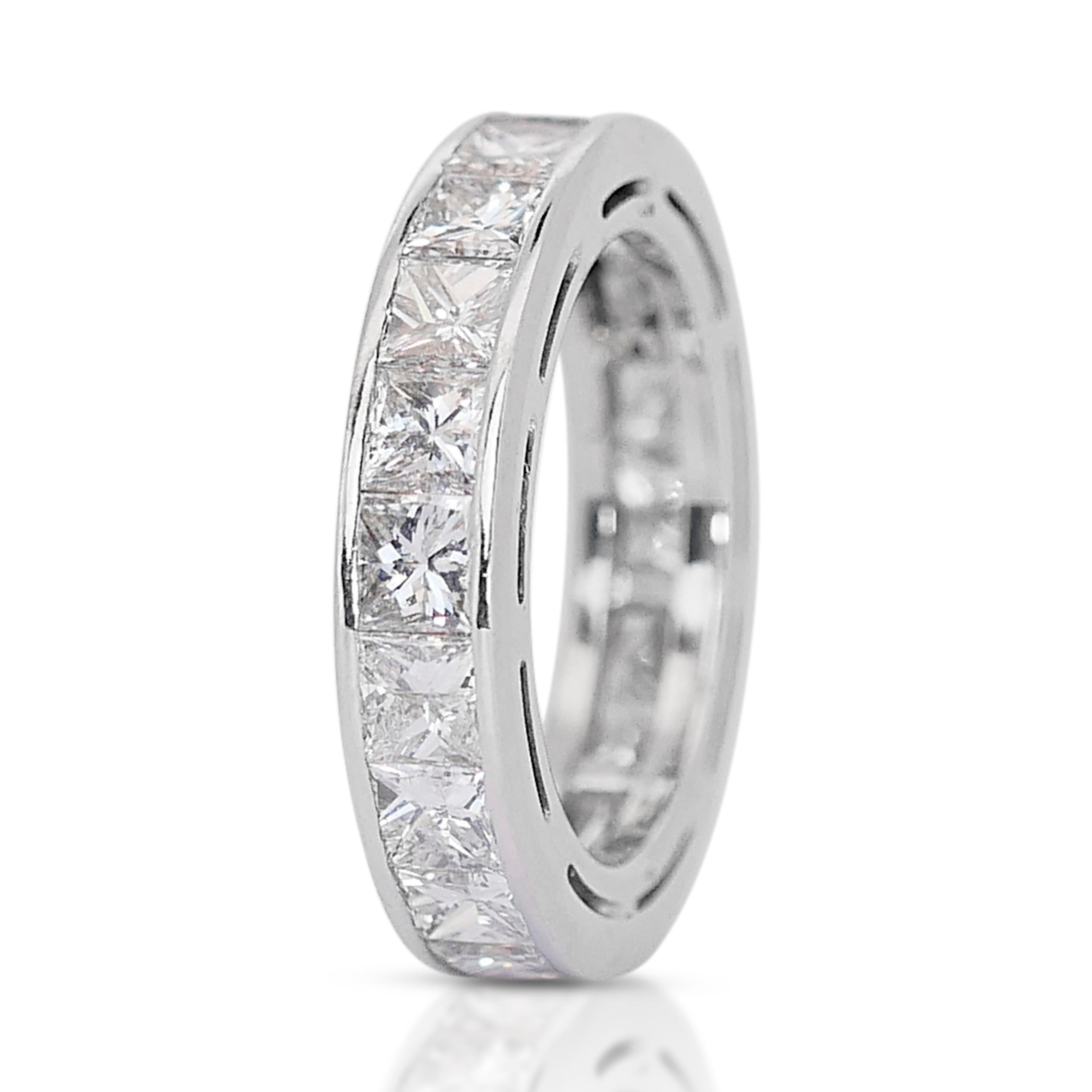 Dazzling 5ct Natural Diamond Princess Cut Platinum Ring For Sale 1