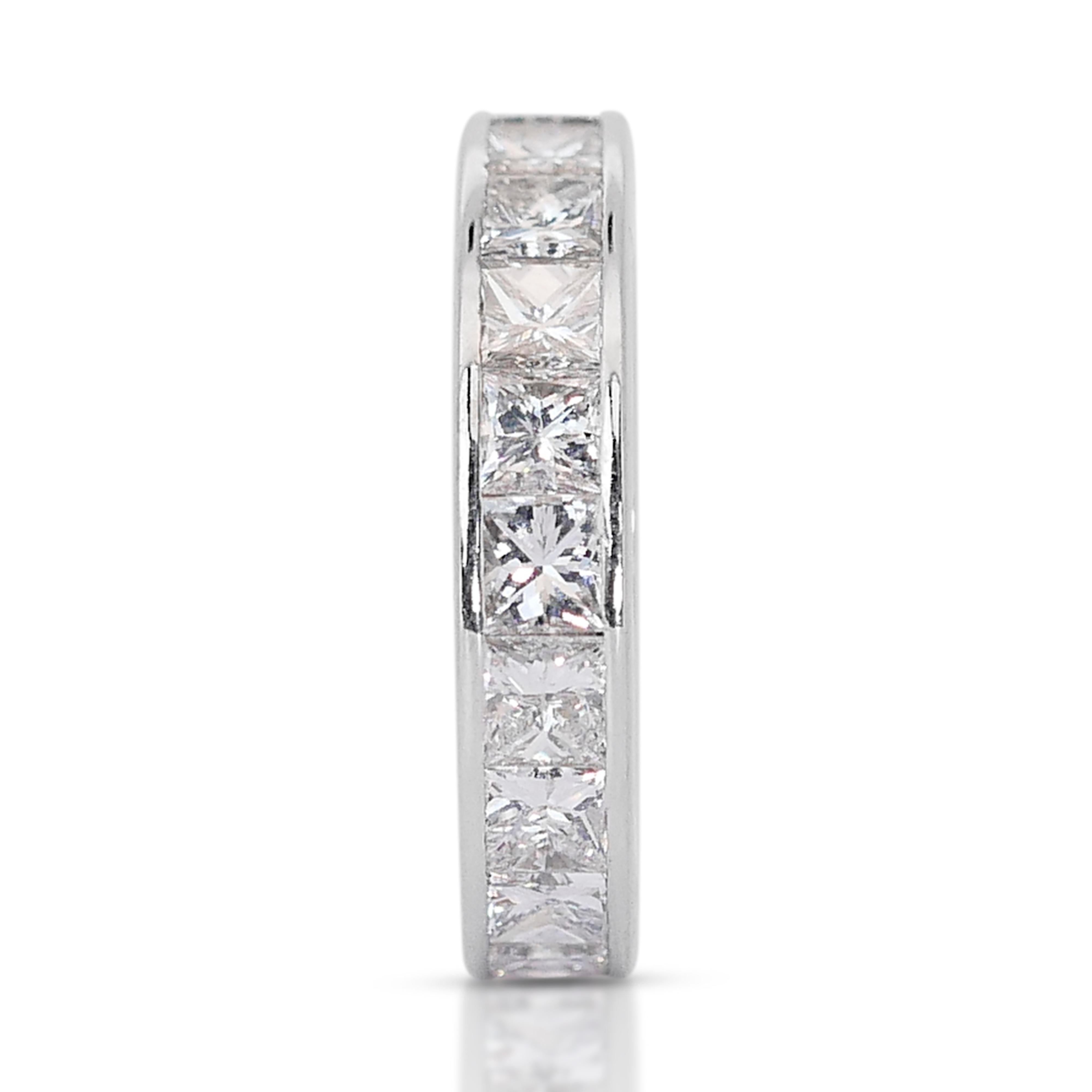 Dazzling 5ct Natural Diamond Princess Cut Platinum Ring For Sale 2