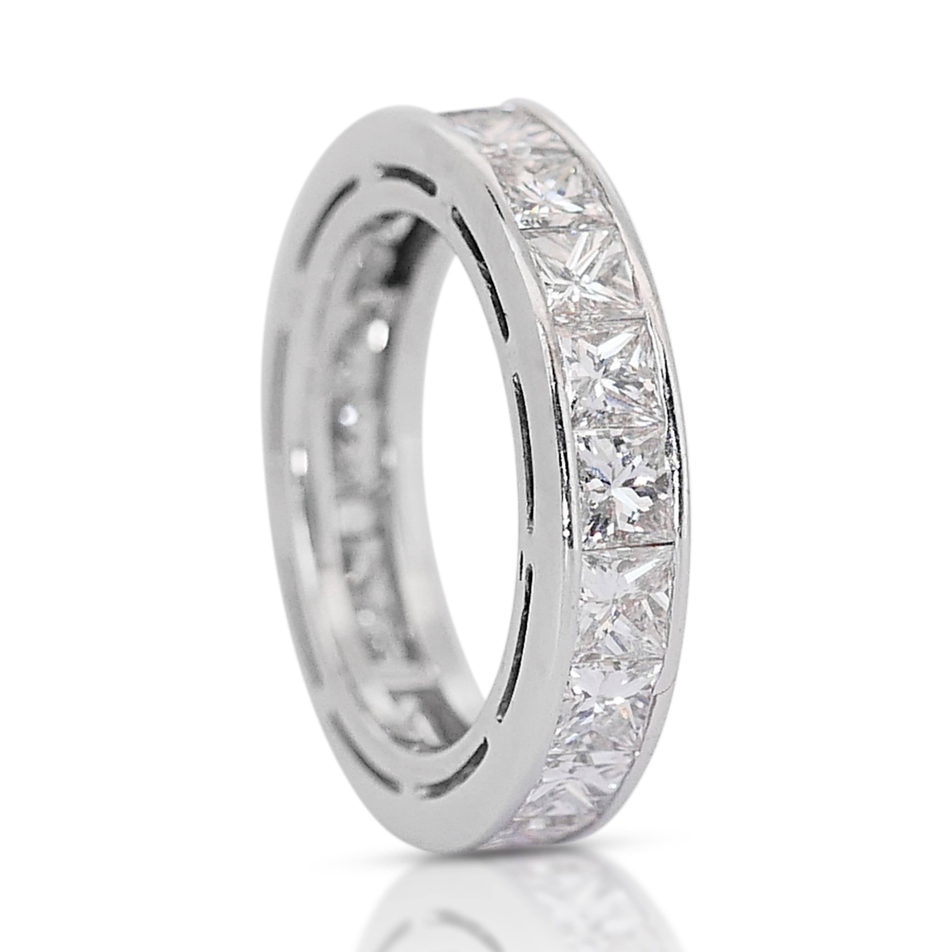 Dazzling 5ct Natural Diamond Princess Cut Platinum Ring For Sale 3