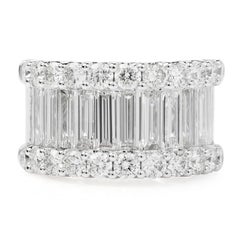 Classic 4.90cts Long Baguette-Cut Diamond Gold Wide Band Ring