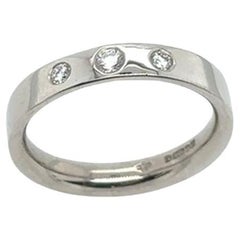 Classic 4mm 18ct White Gold Flat Court Shape Ring Set with 0.10ct of Diamonds
