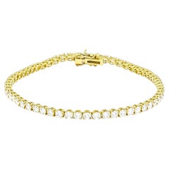 Classic 5.00Carat Four Prong Tennis Bracelet in 18k Yellow Gold Natural Diamonds