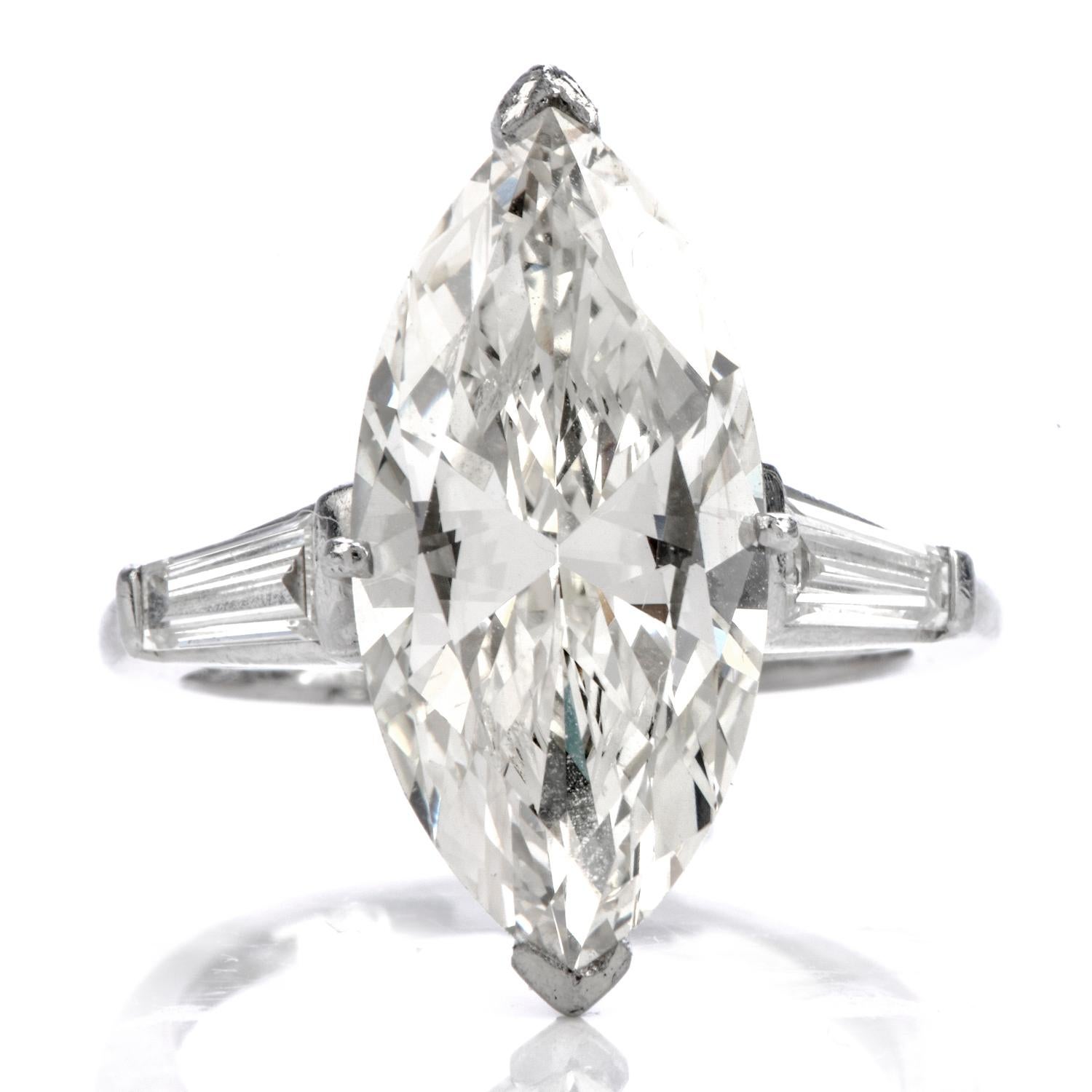 Modern Classic 6.49 Carat Marquise Diamond Platinum  Engagement Ring