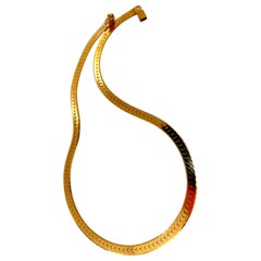Classic Gauge Herringbone Necklace 14 Karat