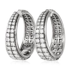 Classic 5.50 Carats Diamond 18K White Gold Wide Hoop Earrings