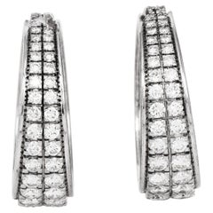 Classic 5.50 Carats Diamond 18K White Gold Wide Hoop Earrings