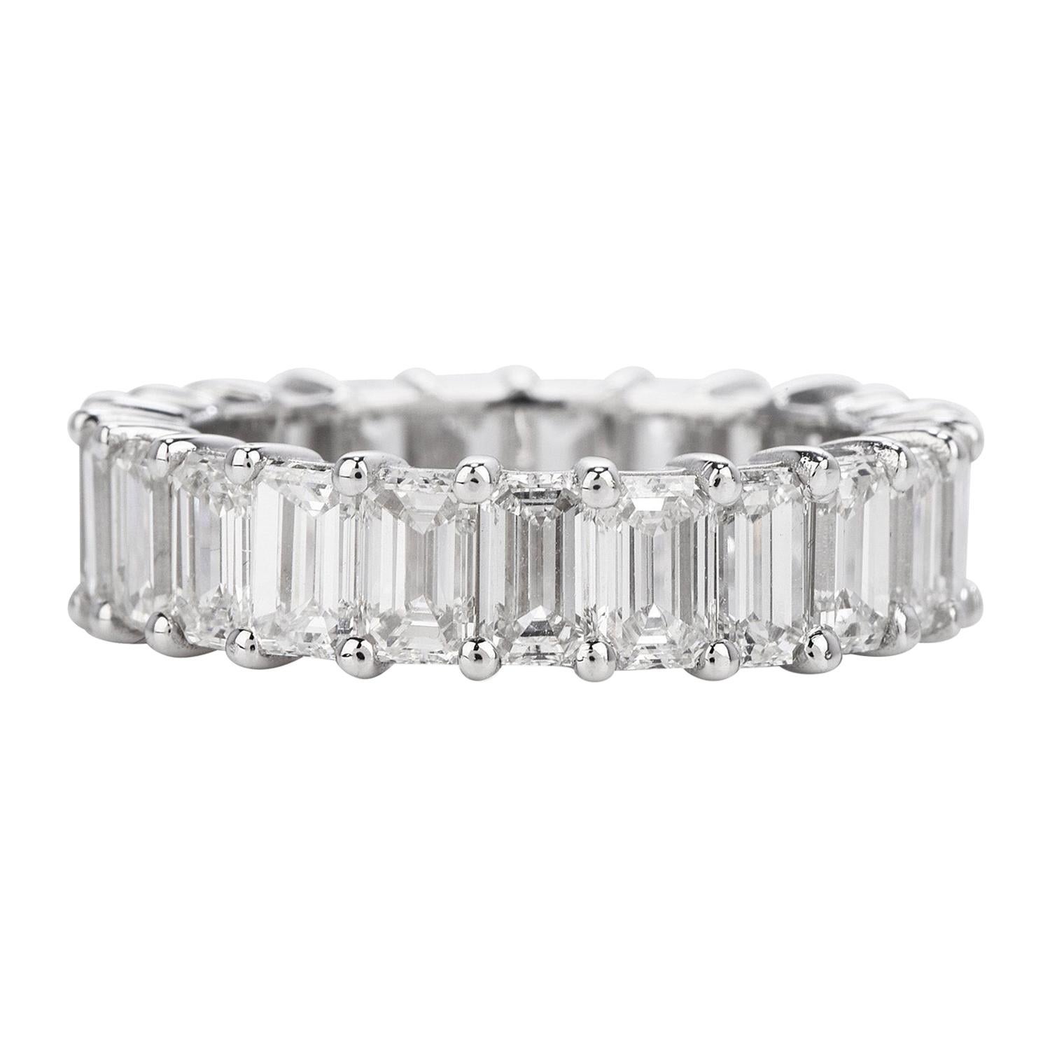 Classic 5.74 Carat Baguette Cut White Gold Eternity Band Ring