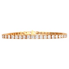 Classic 6.70cts Round Cut Diamond 18K Gold Tennis Line Bracelet