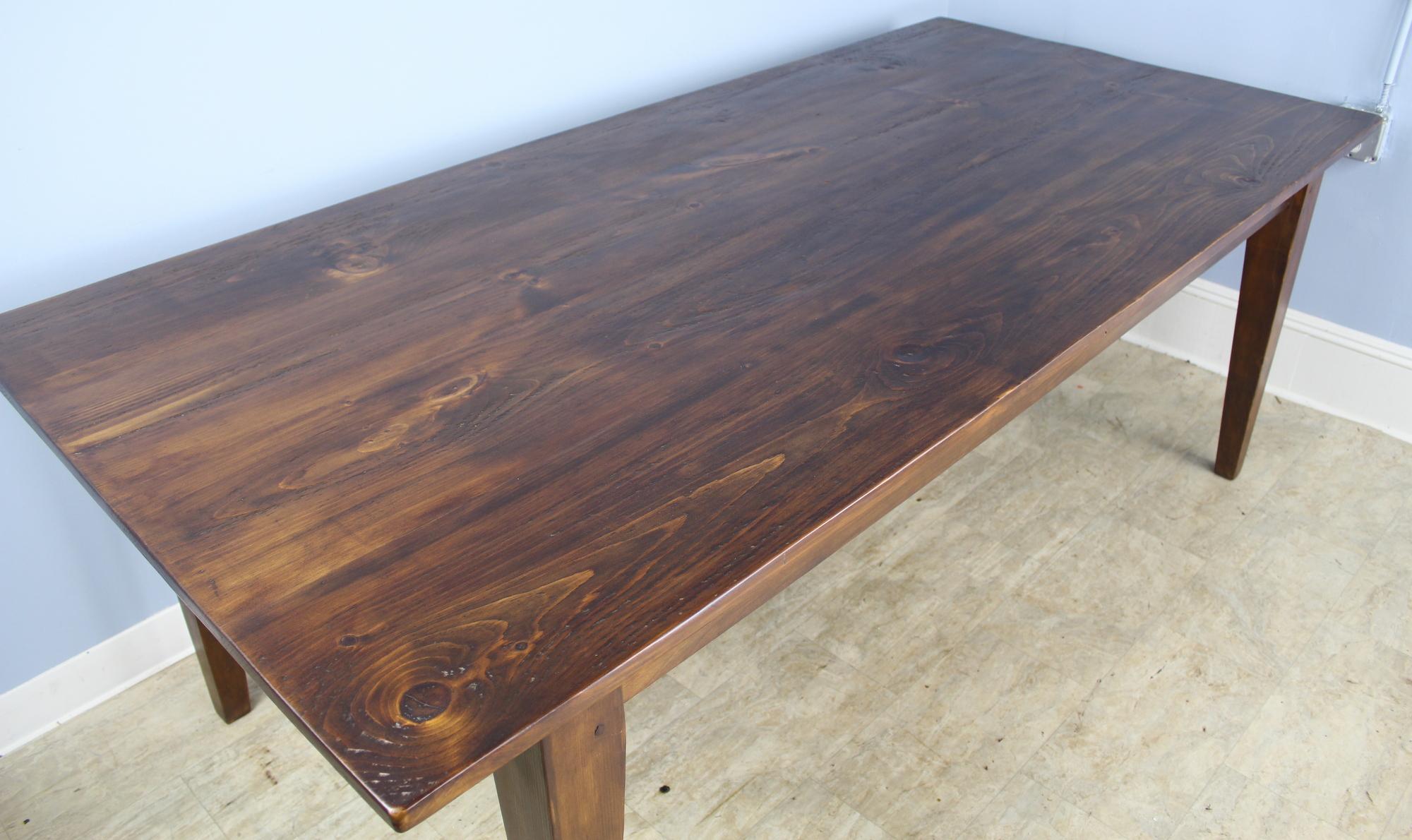 Classic Pine Farm Table, Stained Walnut In New Condition In Port Chester, NY