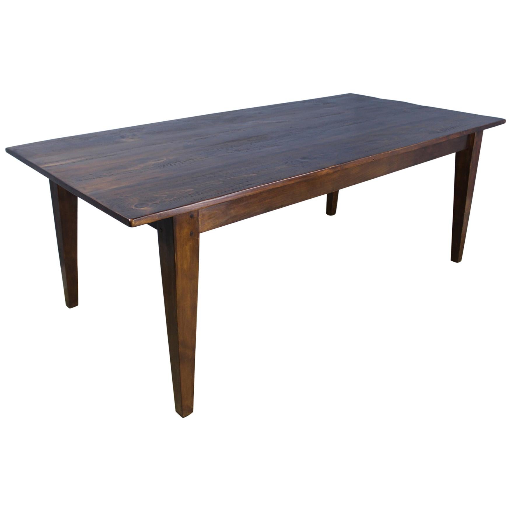 Classic Pine Farm Table, Stained Walnut