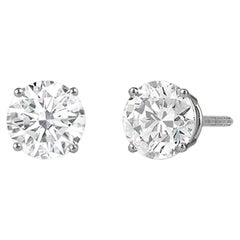 Classic .70 Carat Diamond 14 Karat White, Natural Stud Earrings