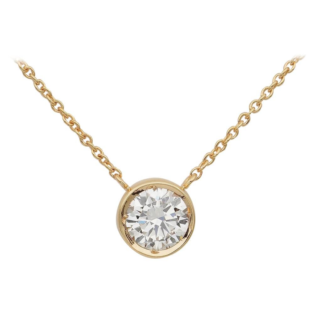 Classic .70 Carat G VVS Diamond Pendant Plus Chain Necklace For Sale