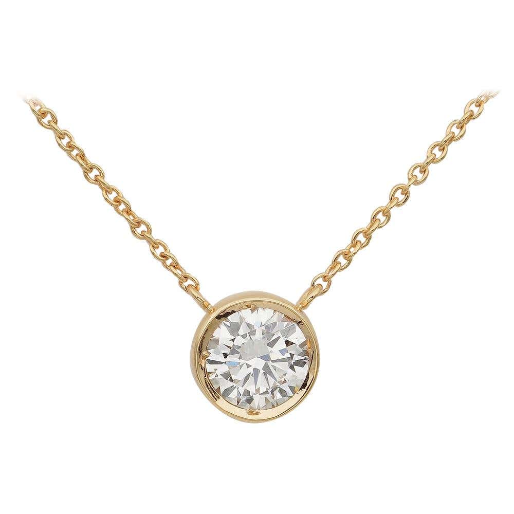 Classic .70 Carat G VVS Diamond Pendant Plus Chain Necklace For Sale at ...