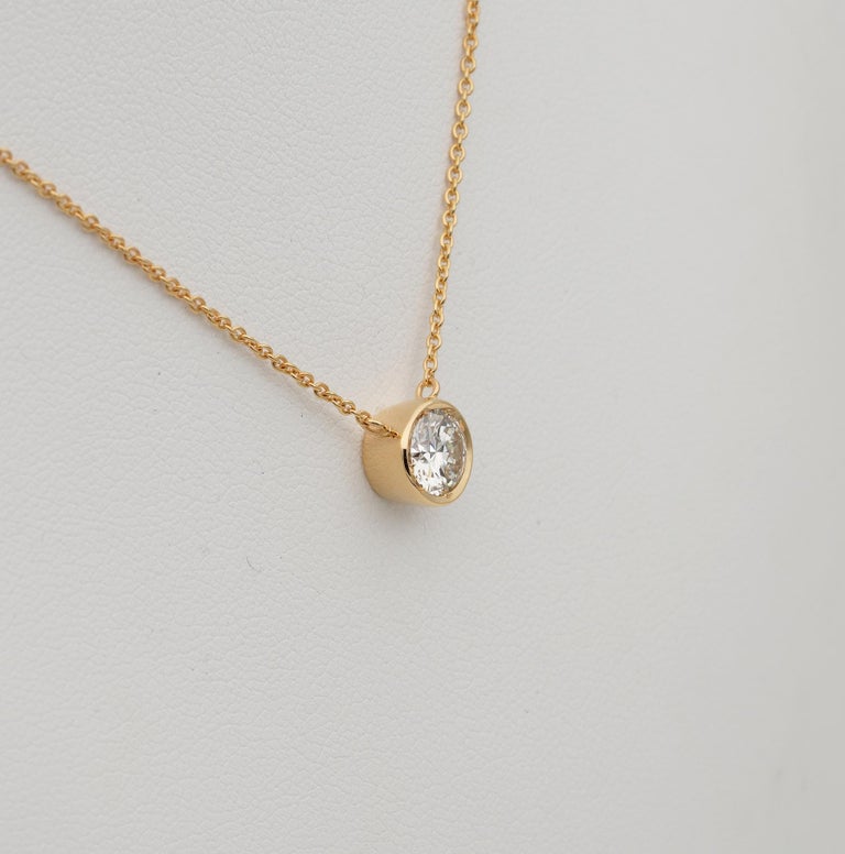 Classic .70 Carat G VVS Diamond Pendant Plus Chain Necklace For Sale at