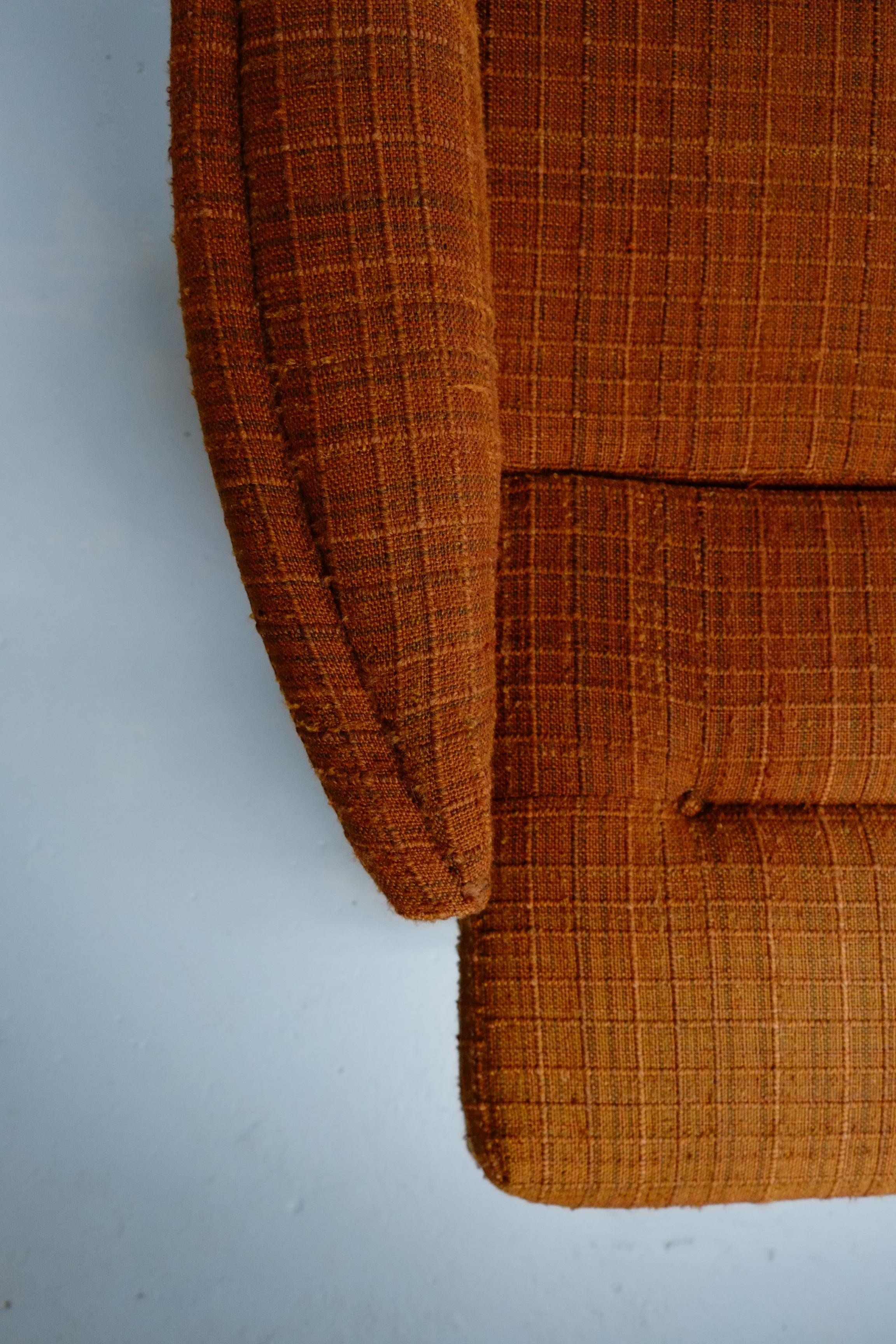 Classic 70's Vintage British Brown Sofa Bed Settee on Castors 4