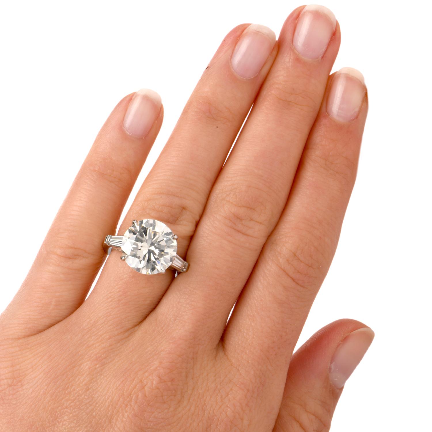 Round Cut Classic 8.32 Carat Diamond Platinum Engagement Ring