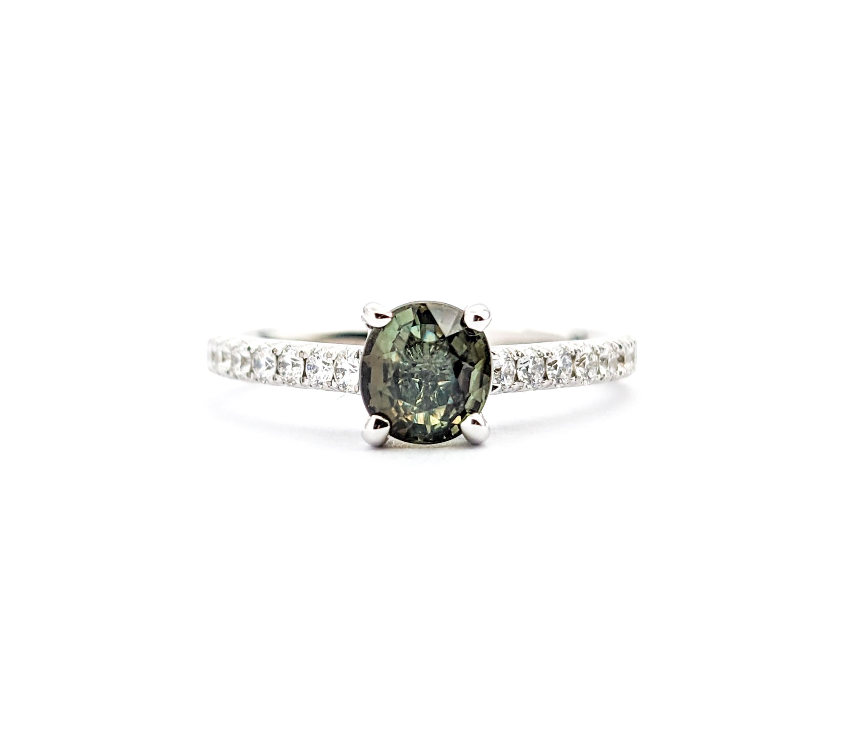 Classic .91ct Natural Alexandrite & Diamond Ring in White Gold For Sale 6
